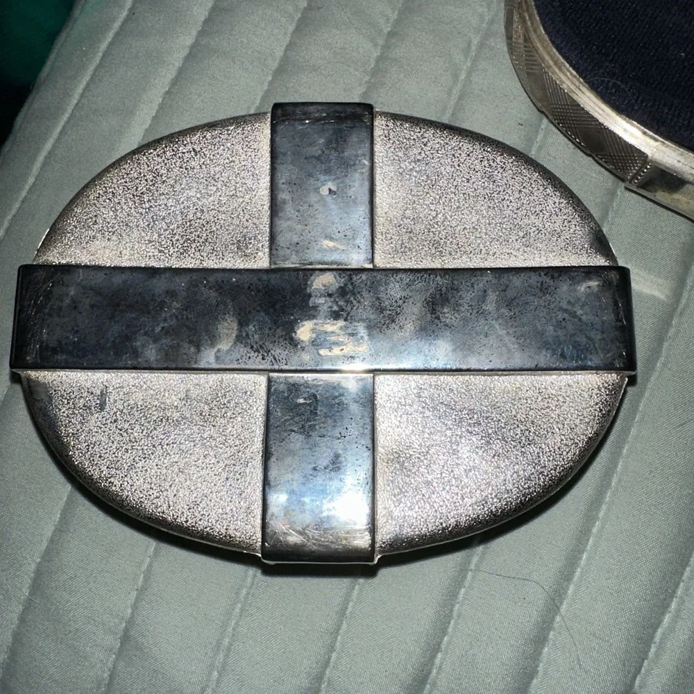 Vtg Godinger Silver Art Co Silver Trinket Box Gold Bow Red Interior Lining 3.5